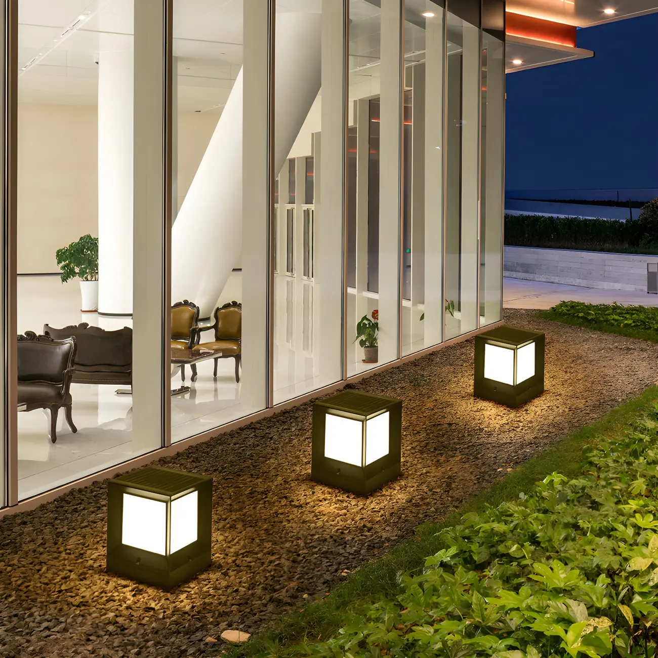 Simple Smooth Metal Cube Post Cap Light Image - 6 | homeyfad