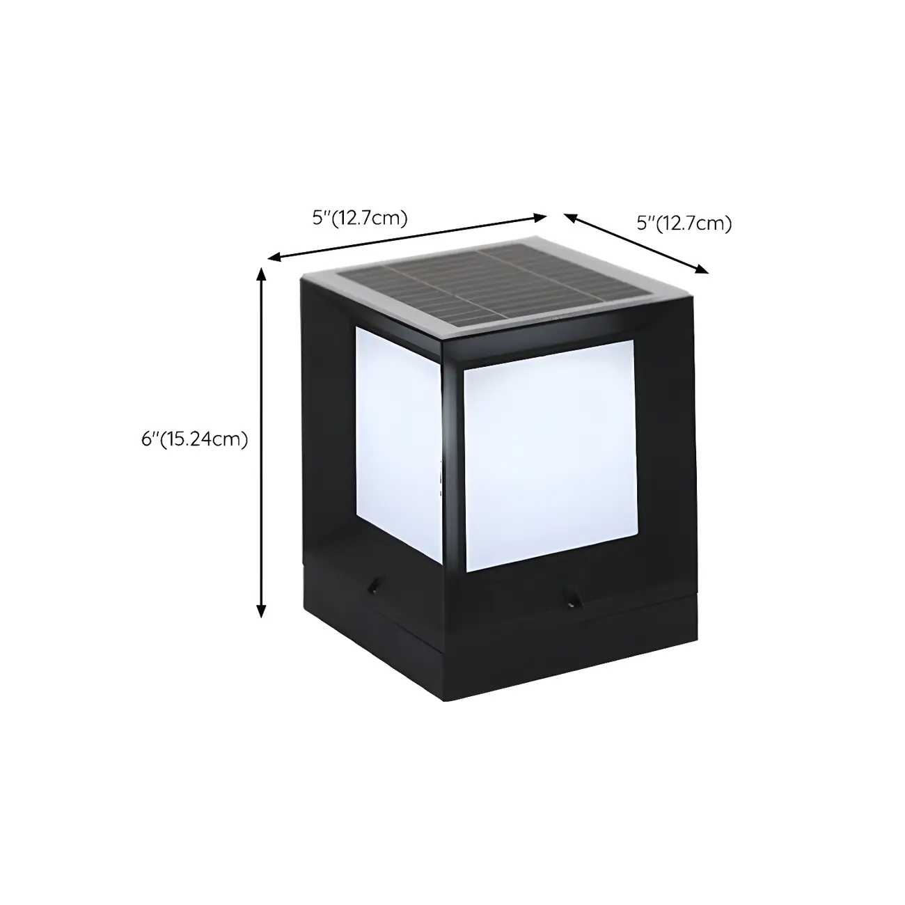 Simple Smooth Metal Cube Post Cap Light #size | homeyfad