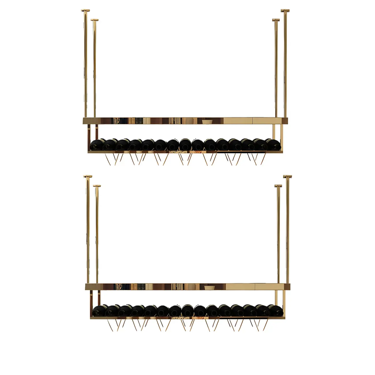 Modern Metal Hanging Wine Rack with Glass Holder Image - 5 | homeyfad