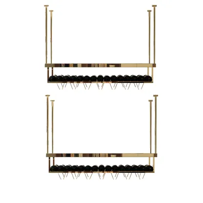 Modern Metal Hanging Wine Rack with Glass Holder Image - 5