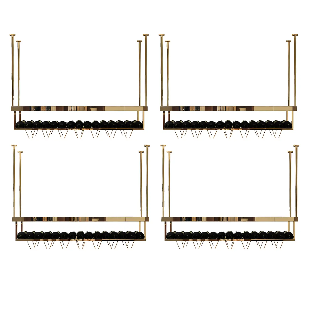 Modern Metal Hanging Wine Rack with Glass Holder Image - 6 | homeyfad