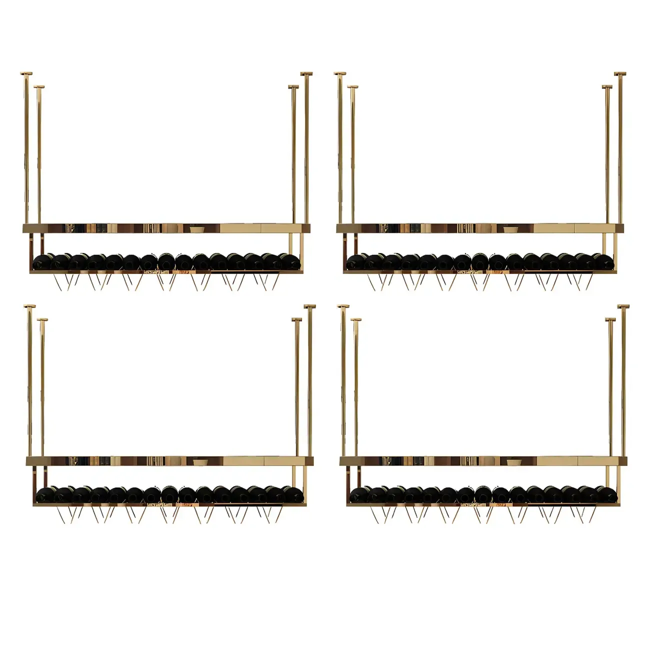 Modern Metal Hanging Wine Rack with Glass Holder Image - 6