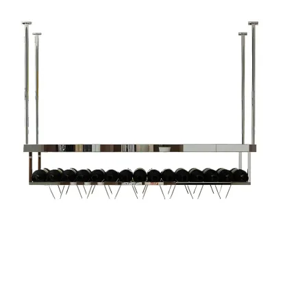 Modern Metal Hanging Wine Rack with Glass Holder Image - 7