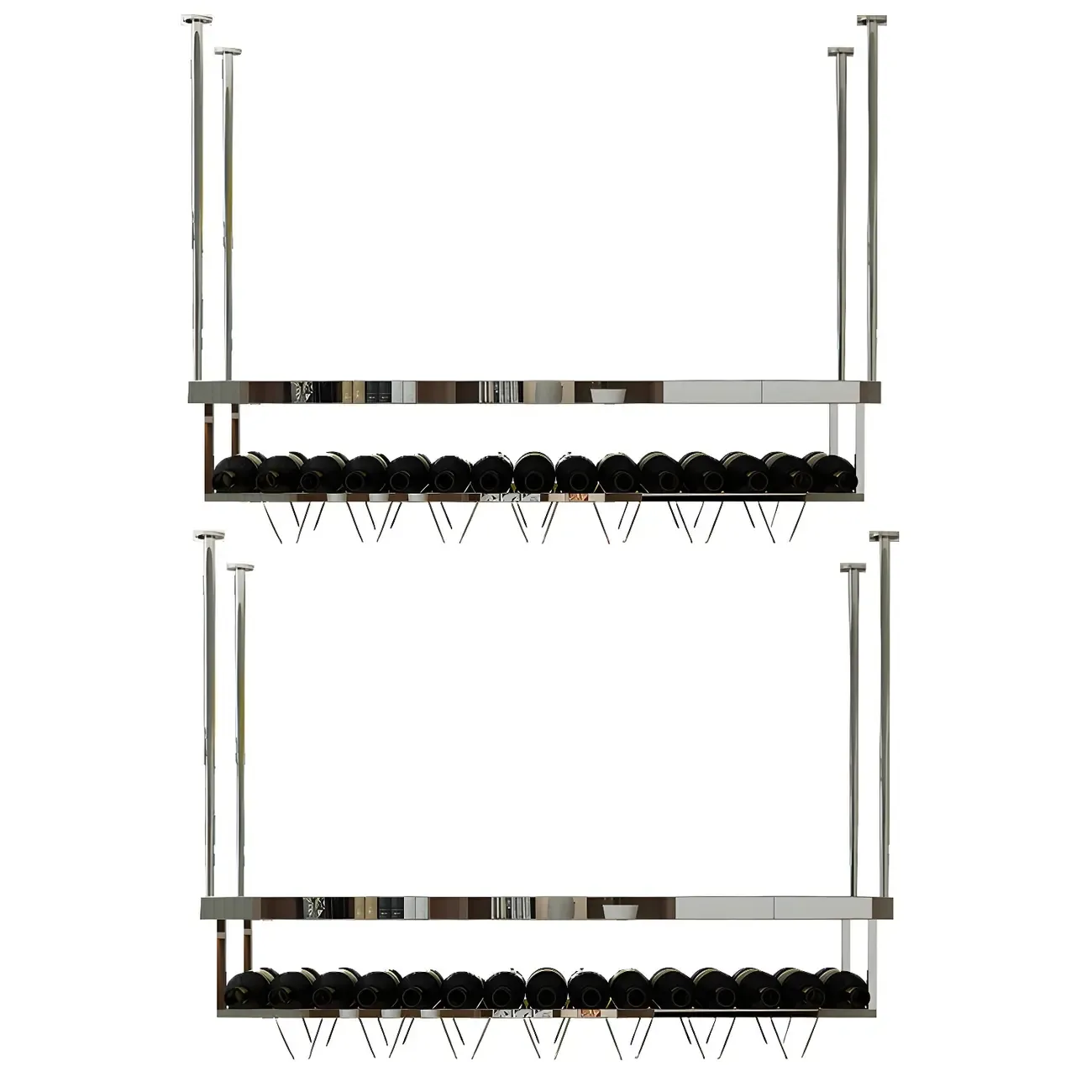 Modern Metal Hanging Wine Rack with Glass Holder Image - 9