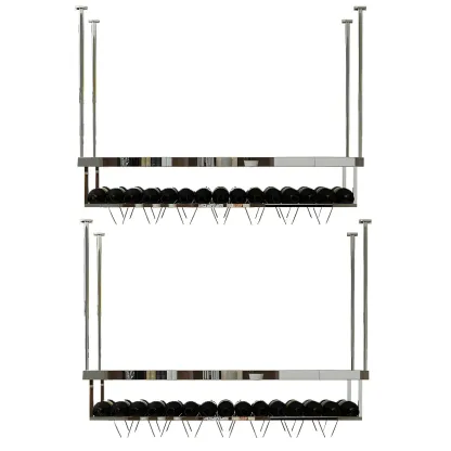 Modern Metal Hanging Wine Rack with Glass Holder Image - 9