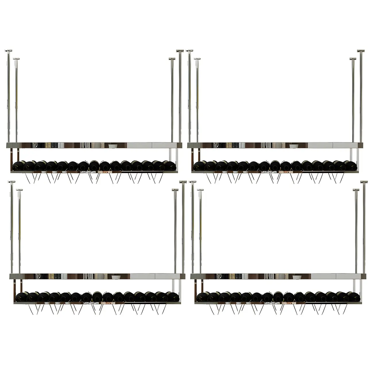 Modern Metal Hanging Wine Rack with Glass Holder Image - 11 | homeyfad