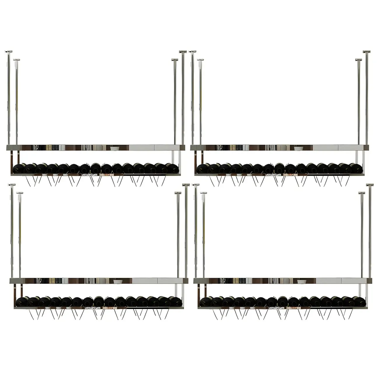 Modern Metal Hanging Wine Rack with Glass Holder | HomeyFad