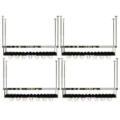 Modern Metal Hanging Wine Rack with Glass Holder Image - 11