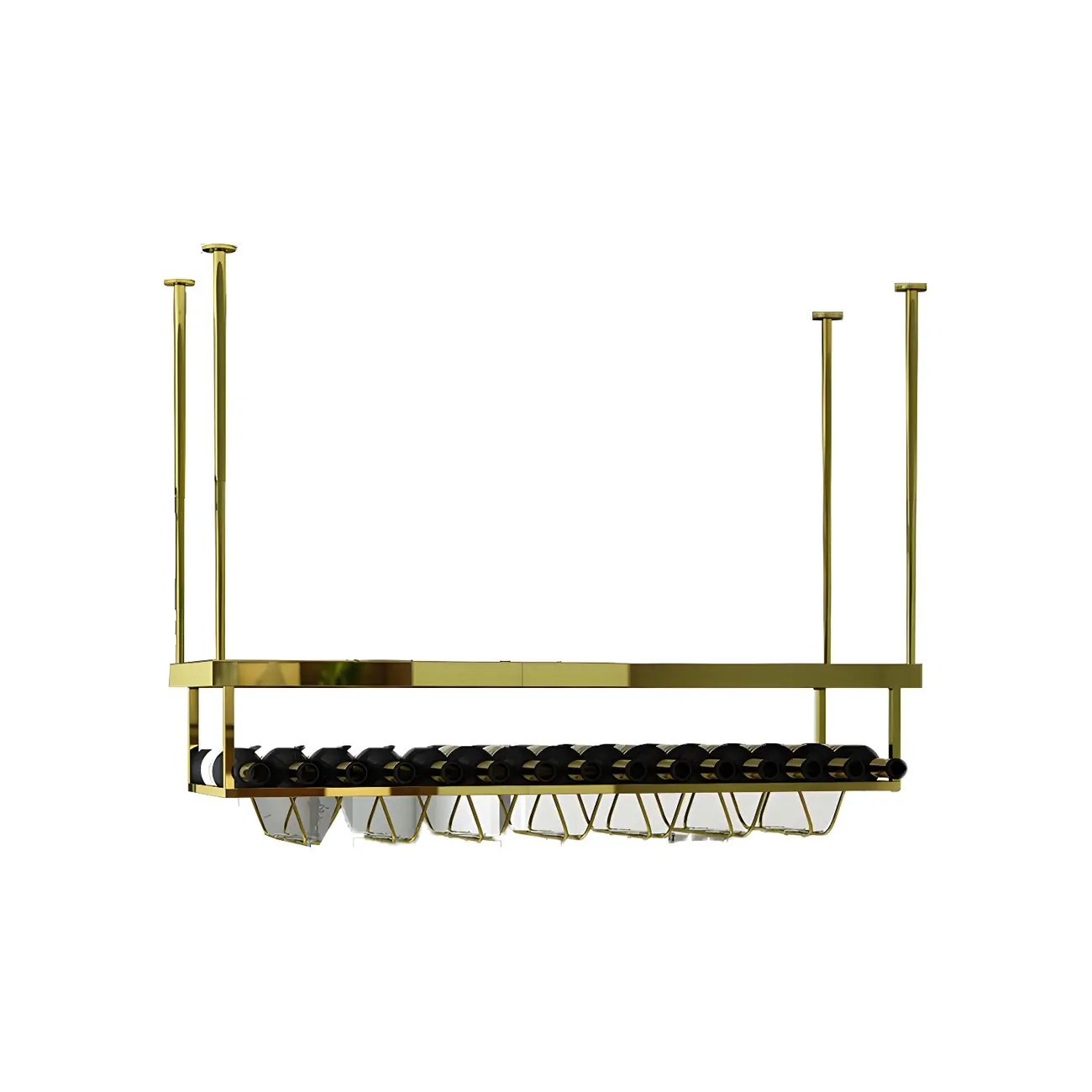 Modern Metal Hanging Wine Rack with Glass Holder Image - 13 | homeyfad