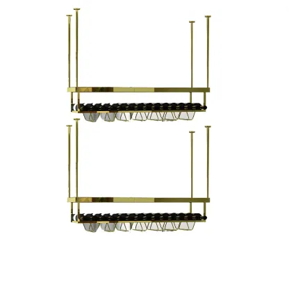 Modern Metal Hanging Wine Rack with Glass Holder Image - 14