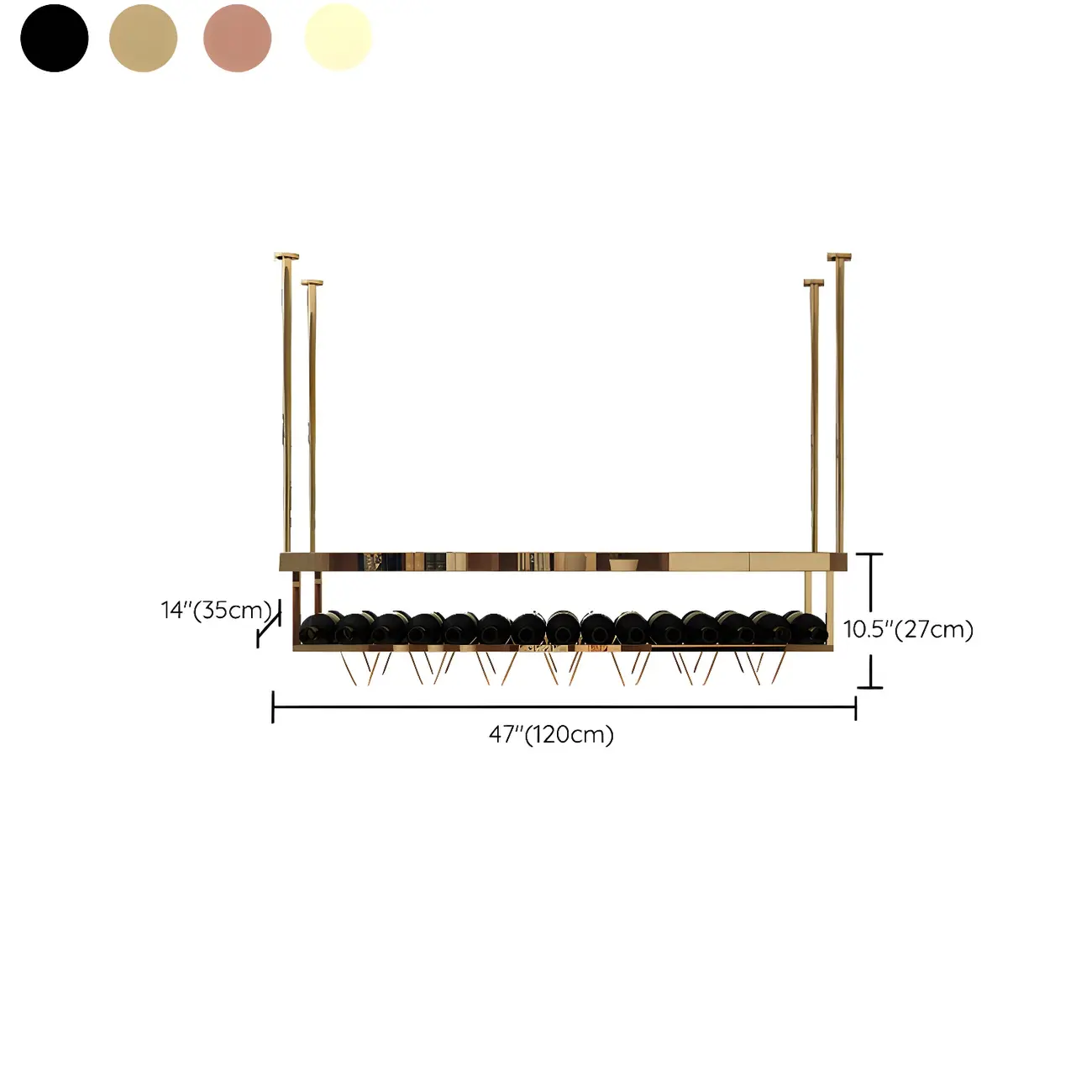 Modern Metal Hanging Wine Rack with Glass Holder Image - 20 | homeyfad