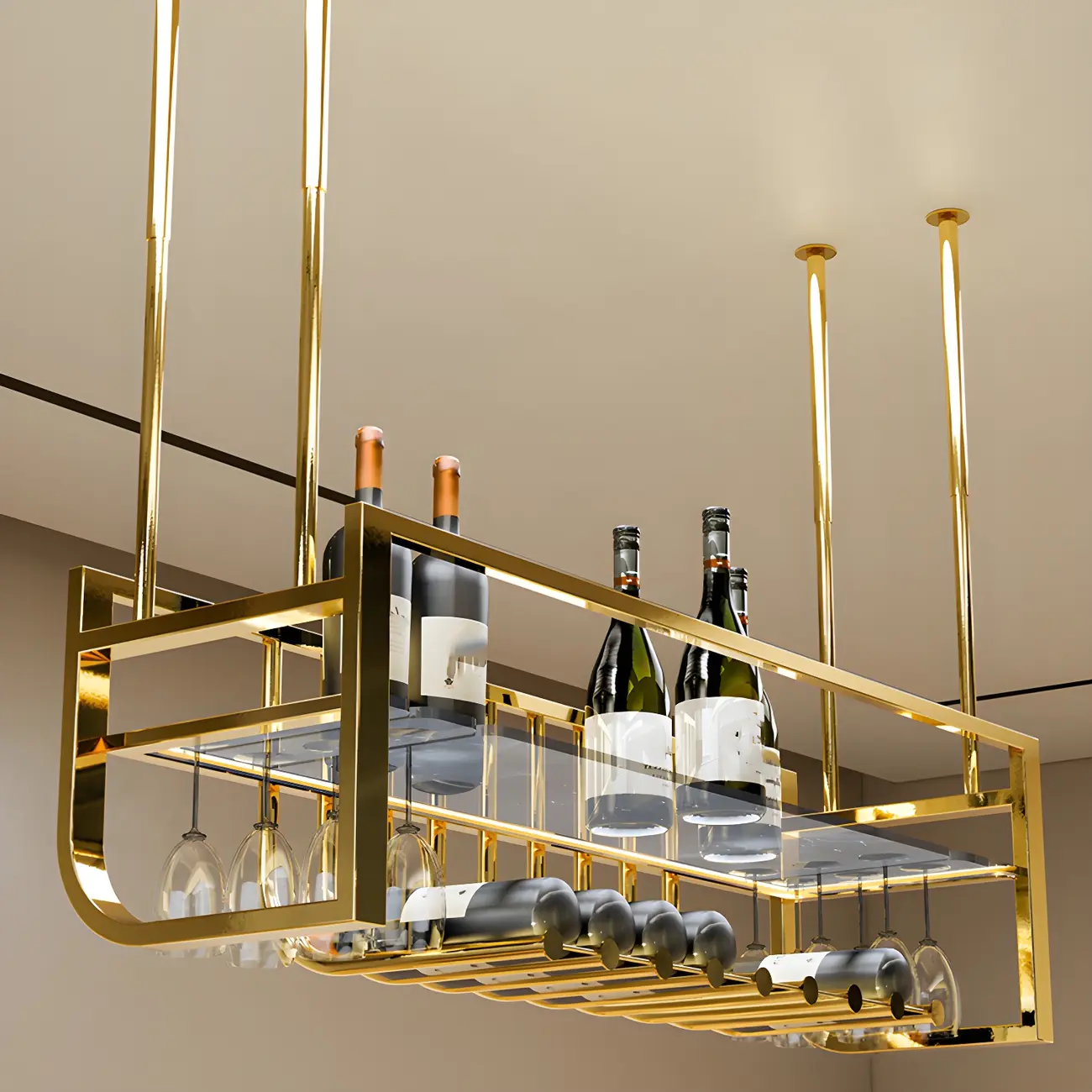 Wall-Mounted Metal Wine Rack Glam Gold Stylish | homeyfad