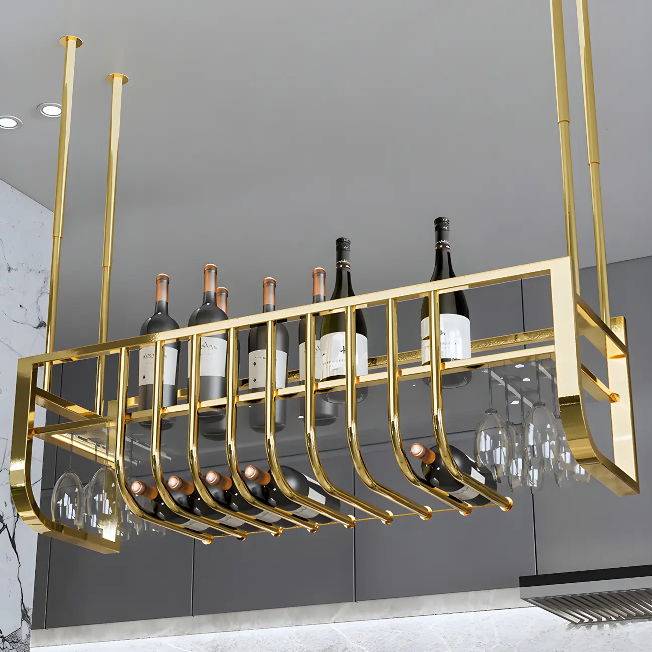 Wall-Mounted Metal Wine Rack Glam Gold Stylish | homeyfad