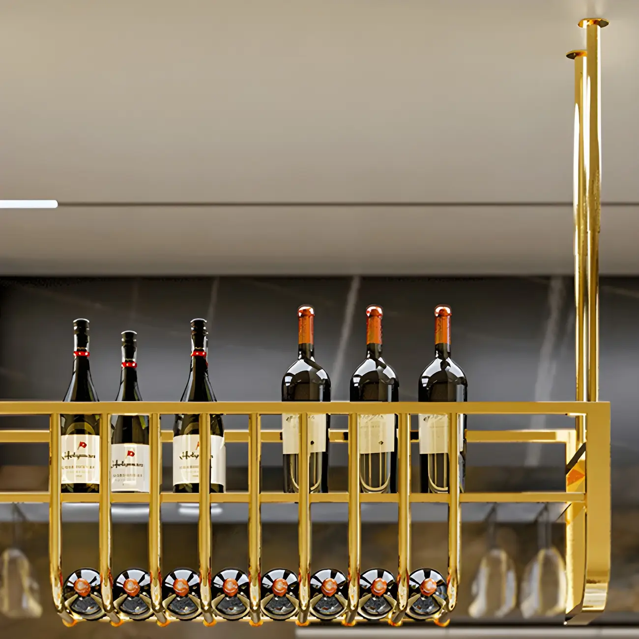 Wall-Mounted Metal Wine Rack Glam Gold Stylish | homeyfad