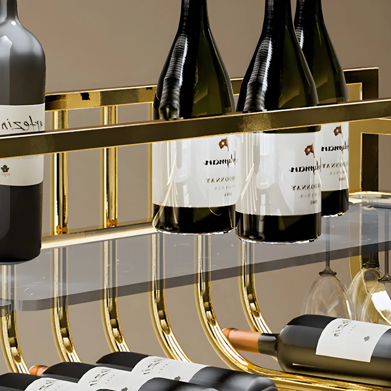 Wall-Mounted Metal Wine Rack Glam Gold Stylish | homeyfad