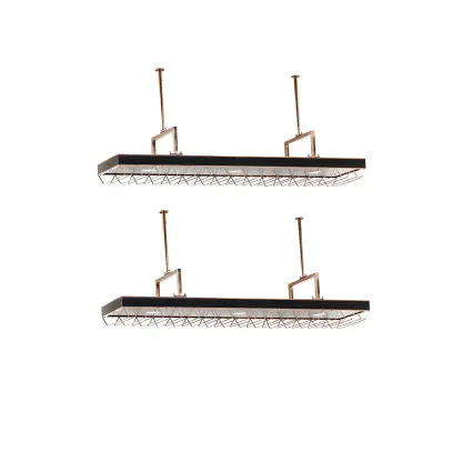 Elegant Black Hanging Wine Rack with Glass Holder Image - 4