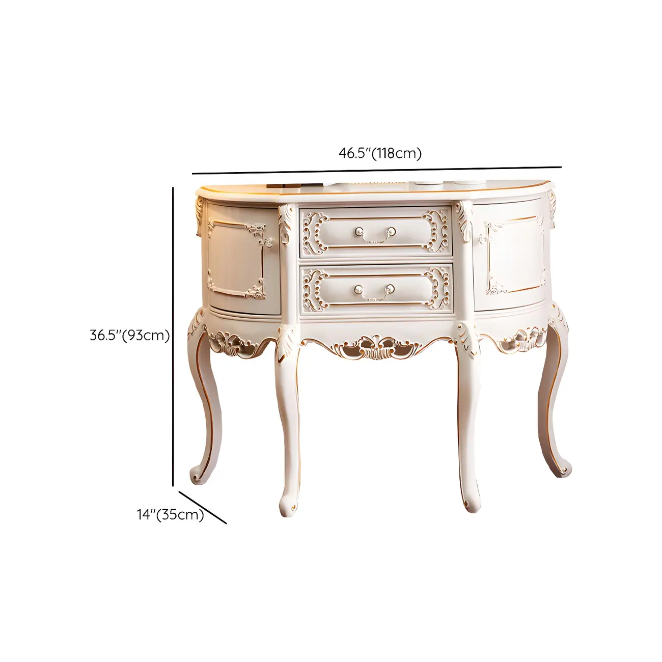 Vintage White Wood Console Table with Drawers Image - 14 | homeyfad