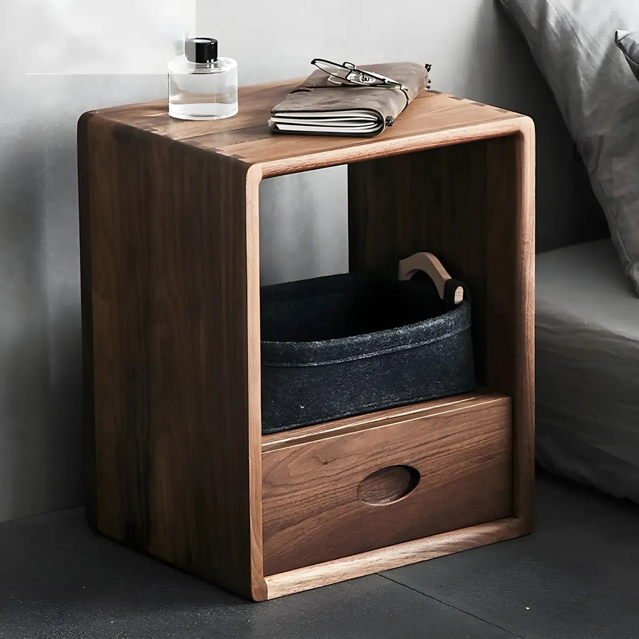 Mid-century Modern Brown Wood Cube Open Back Bookcase Image - 4