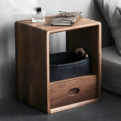 Mid-century Modern Brown Wood Cube Open Back Bookcase Image - 4