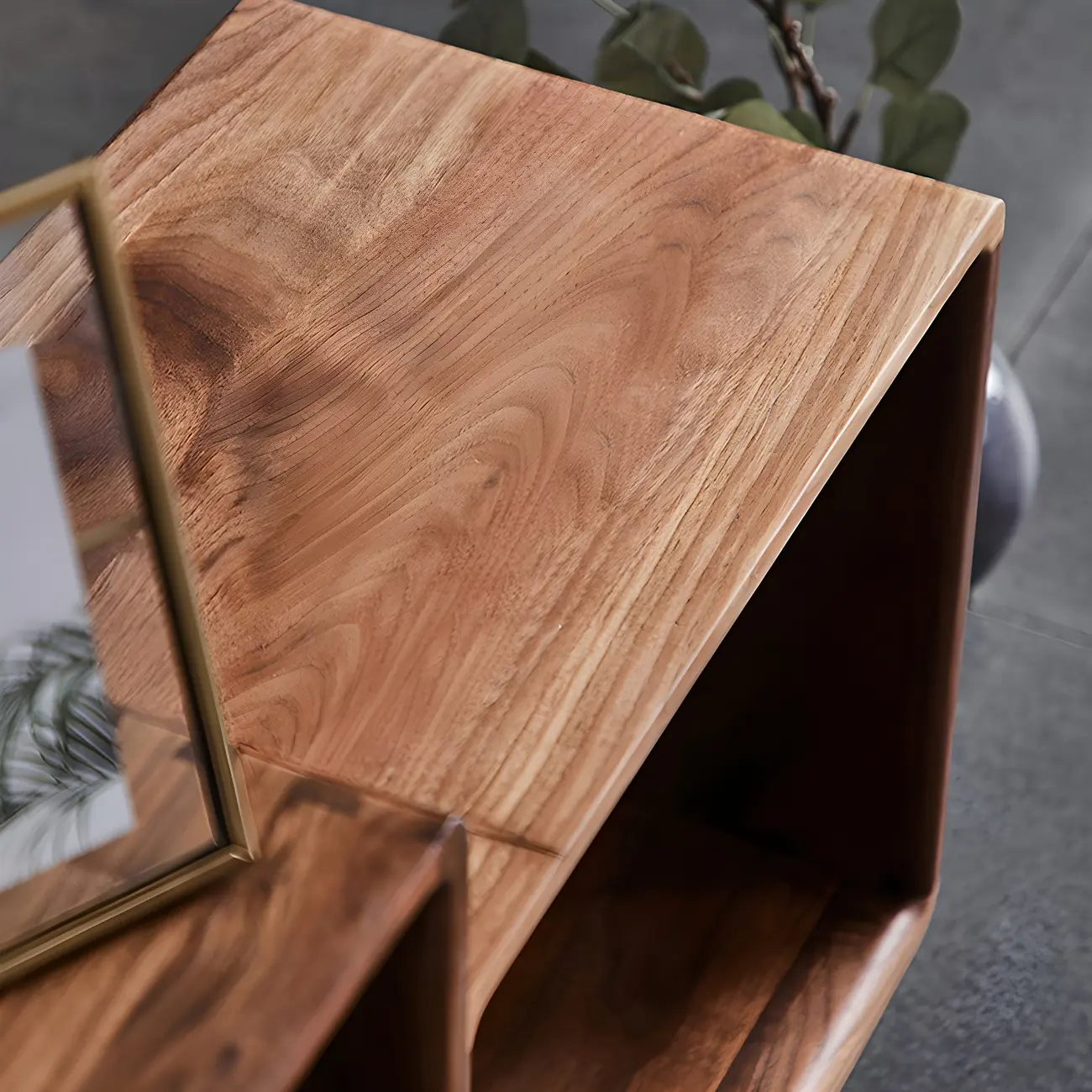 Mid-century Modern Brown Wood Cube Open Back Bookcase Image - 9 | homeyfad