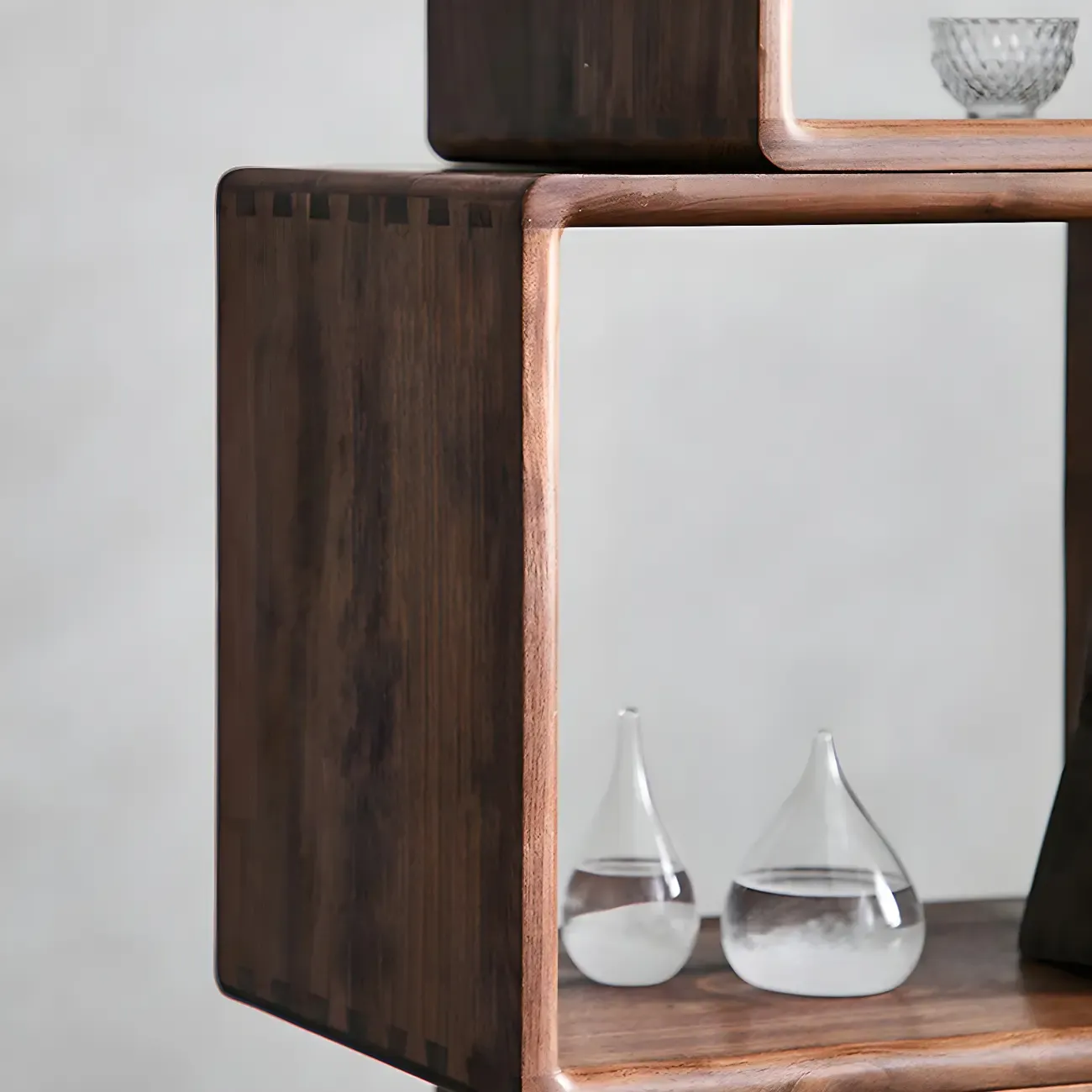 Mid-century Modern Brown Wood Cube Open Back Bookcase Image - 10