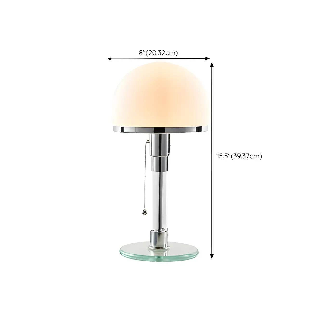 Minimalist  Dome Task Table Lamp with Pull Chain #size
