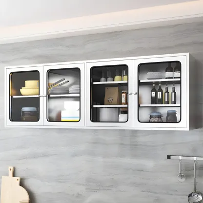 Modern Stainless Steel Wall-Mounted Display Cabinet with Storage Image - 1