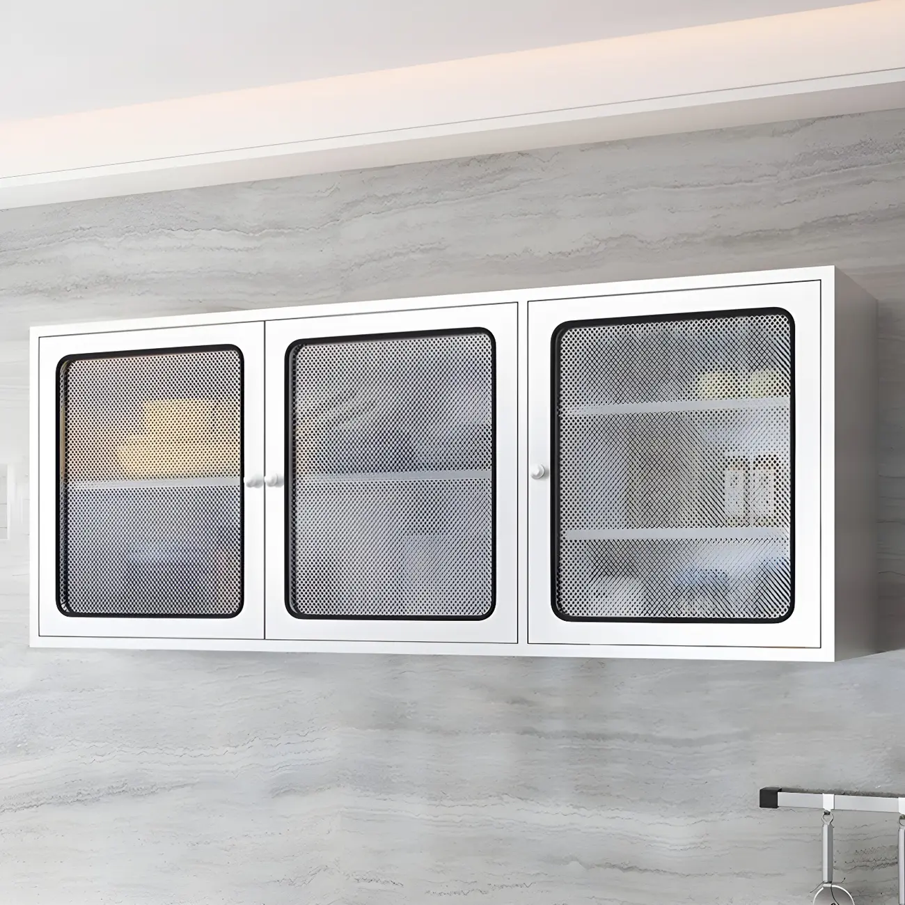 Modern Stainless Steel Wall-Mounted Display Cabinet with Storage Image - 3 | homeyfad