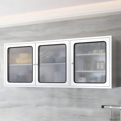 Modern Stainless Steel Wall-Mounted Display Cabinet with Storage Image - 3