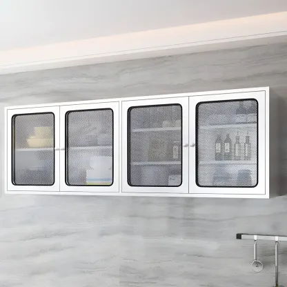 Modern Stainless Steel Wall-Mounted Display Cabinet with Storage Image - 5