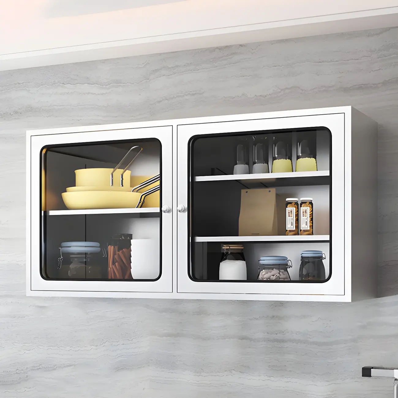 Modern Stainless Steel Wall-Mounted Display Cabinet with Storage Image - 8 | homeyfad
