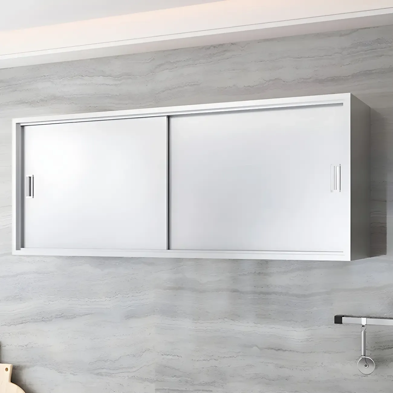 Modern Stainless Steel Wall-Mounted Display Cabinet with Storage Image - 8