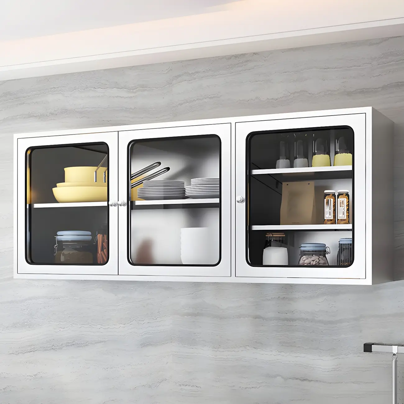 Modern Stainless Steel Wall-Mounted Display Cabinet with Storage Image - 9 | homeyfad