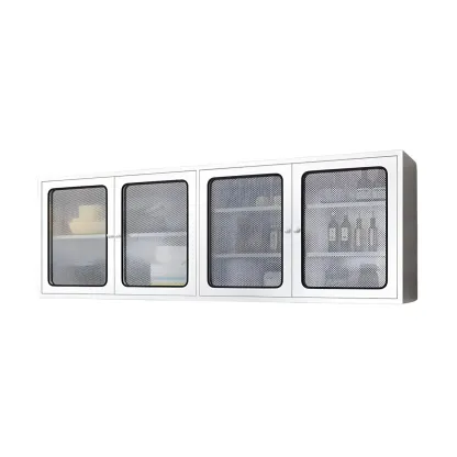 Modern Stainless Steel Wall-Mounted Display Cabinet with Storage Image - 10