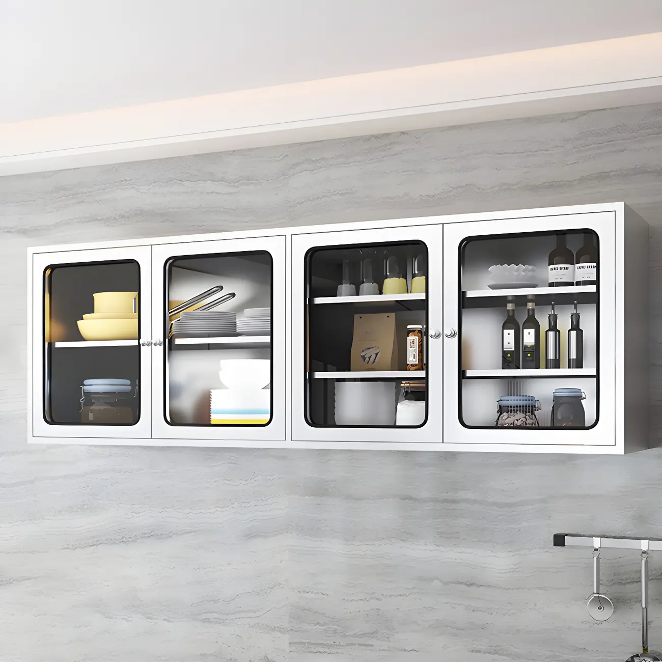 Modern Stainless Steel Wall-Mounted Display Cabinet with Storage Image - 12 | homeyfad
