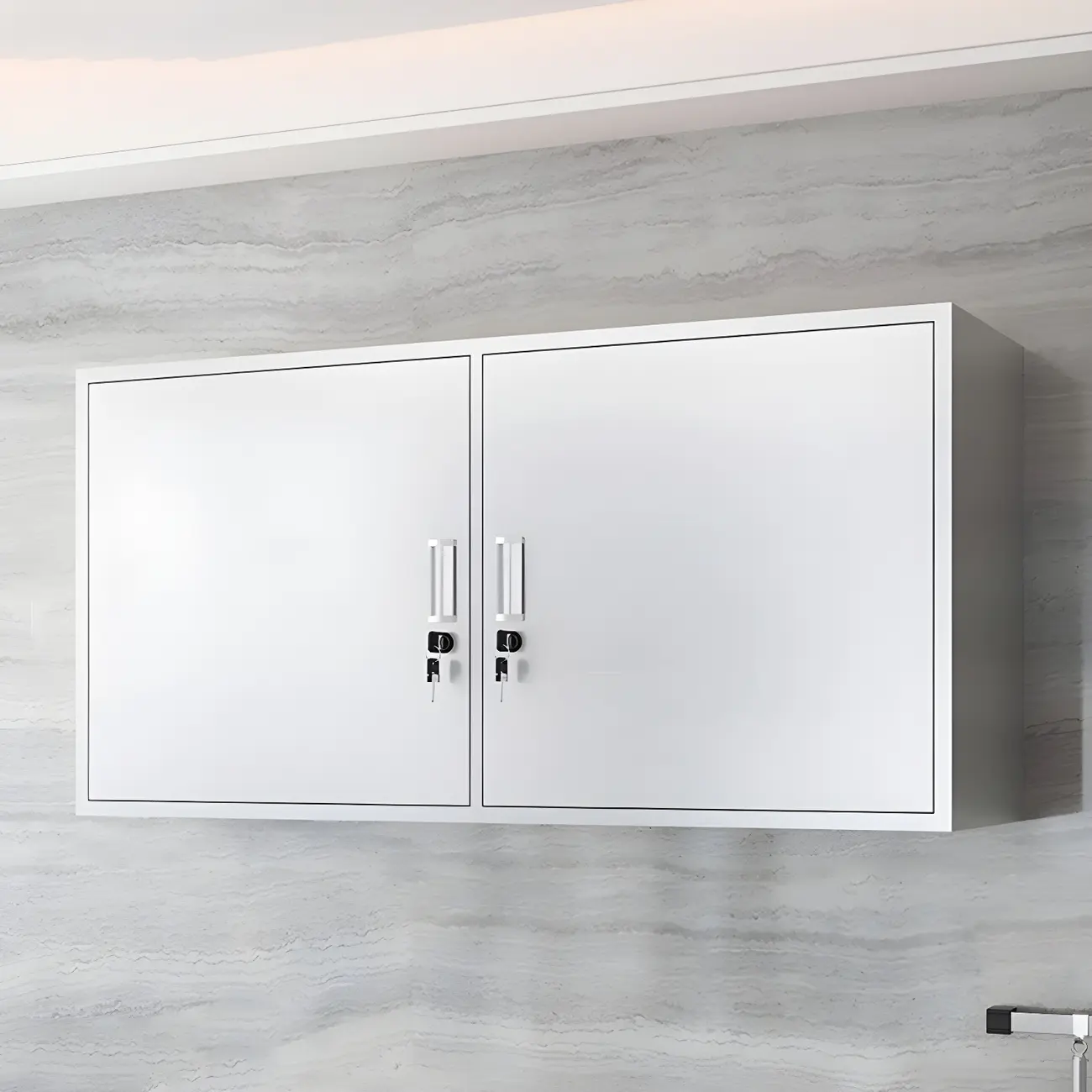 Modern Stainless Steel Wall-Mounted Display Cabinet with Storage Image - 13 | homeyfad