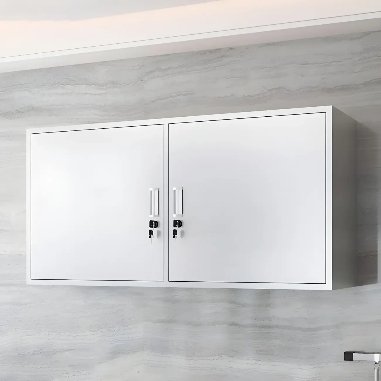 Modern Stainless Steel Wall-Mounted Display Cabinet with Storage Image - 13