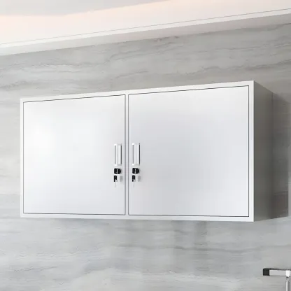 Modern Stainless Steel Wall-Mounted Display Cabinet with Storage Image - 13