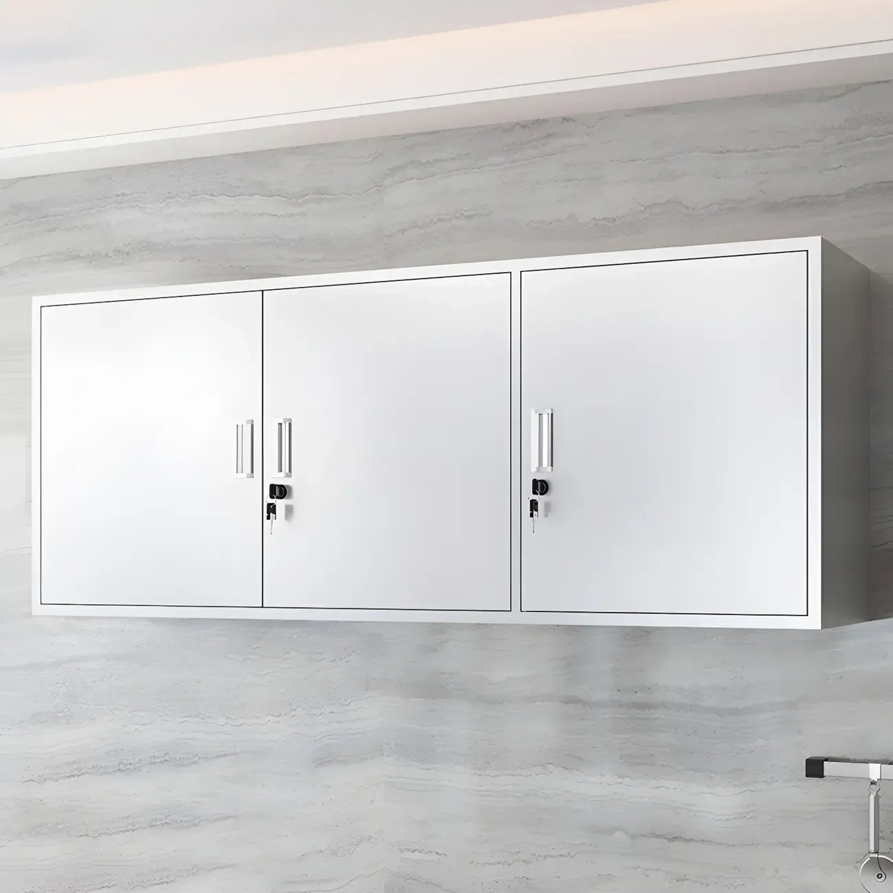 Modern Stainless Steel Wall-Mounted Display Cabinet with Storage Image - 15