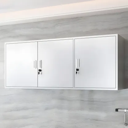 Modern Stainless Steel Wall-Mounted Display Cabinet with Storage Image - 15