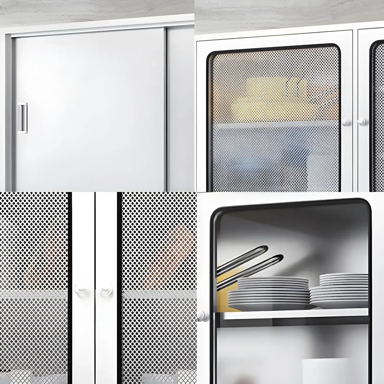 Modern Stainless Steel Wall-Mounted Display Cabinet with Storage Image - 17