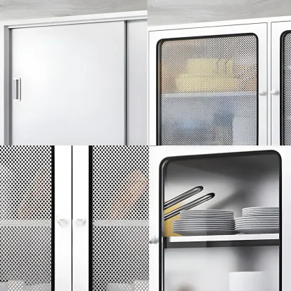 Modern Stainless Steel Wall-Mounted Display Cabinet with Storage Image - 17