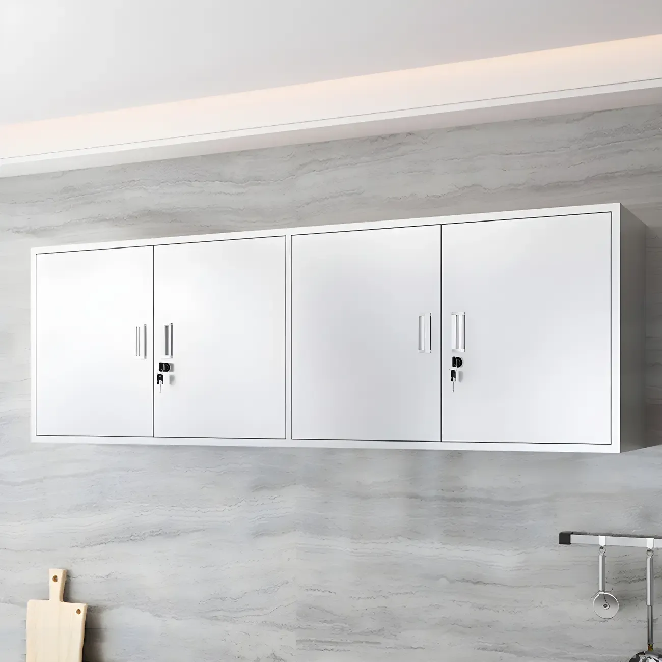 Modern Stainless Steel Wall-Mounted Display Cabinet with Storage Image - 18