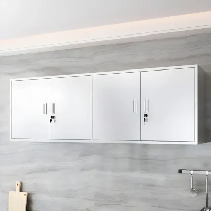 Modern Stainless Steel Wall-Mounted Display Cabinet with Storage Image - 18