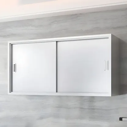 Modern Stainless Steel Wall-Mounted Display Cabinet with Storage Image - 19