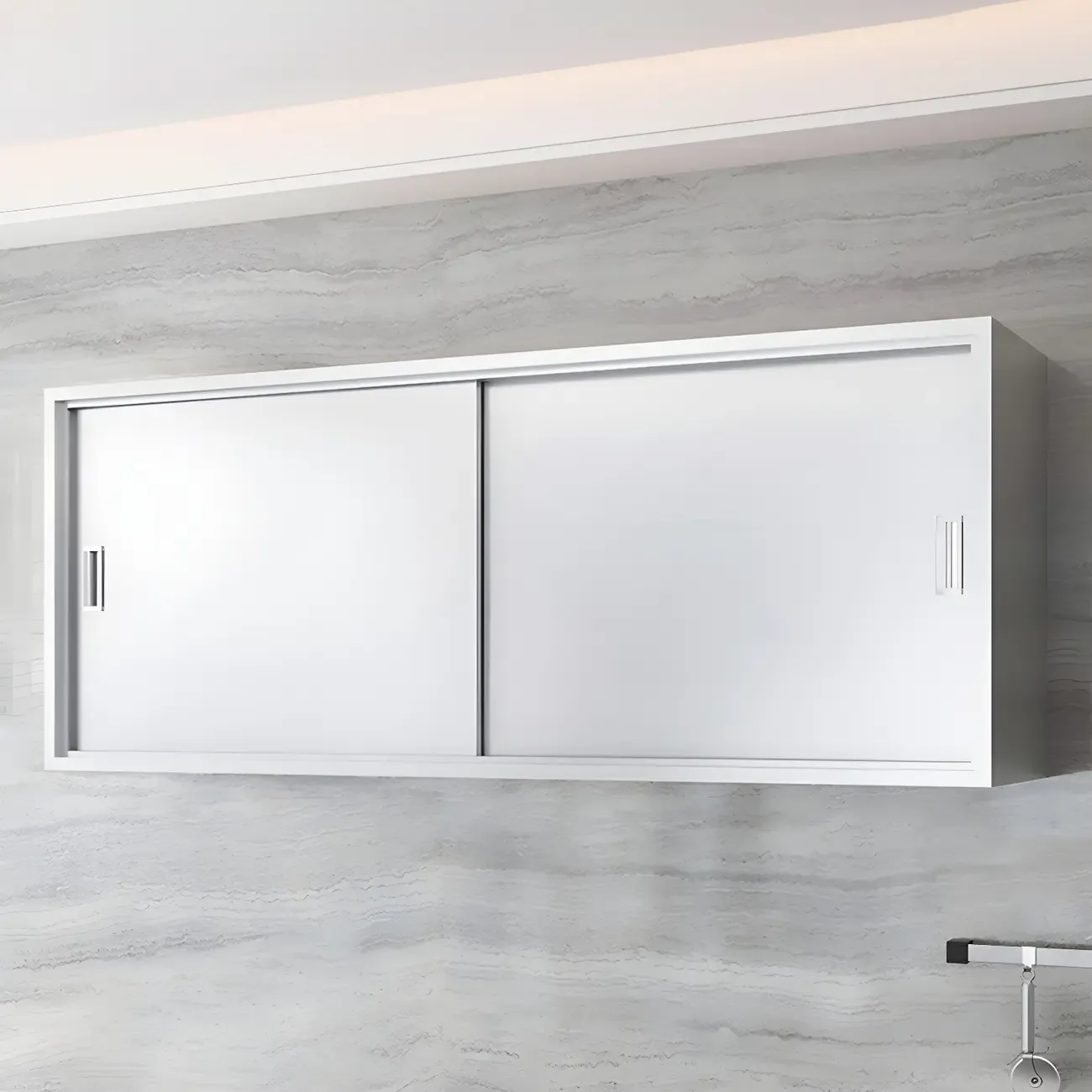 Modern Stainless Steel Wall-Mounted Display Cabinet with Storage Image - 20