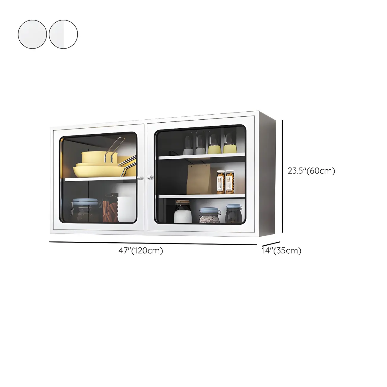 Modern Stainless Steel Wall-Mounted Display Cabinet with Storage #size | homeyfad