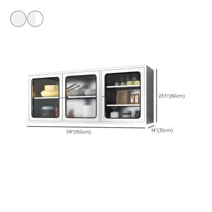 Modern Stainless Steel Wall-Mounted Display Cabinet with Storage Image - 24