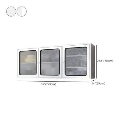 Modern Stainless Steel Wall-Mounted Display Cabinet with Storage Image - 25
