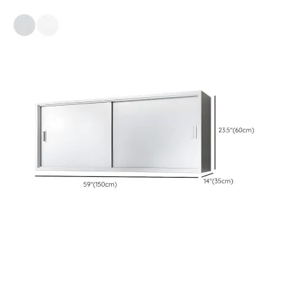 Modern Stainless Steel Wall-Mounted Display Cabinet with Storage Image - 31